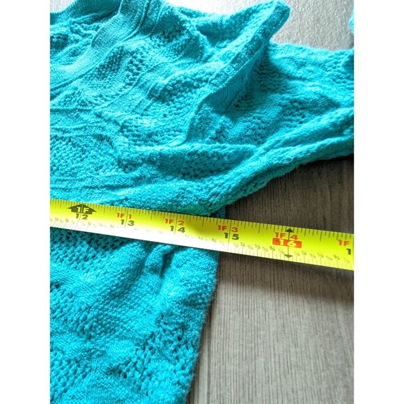 American Eagle Outfitters Womens Turquoise Knit Cardigan Sweater S/P Lightweight - Picture 7 of 7